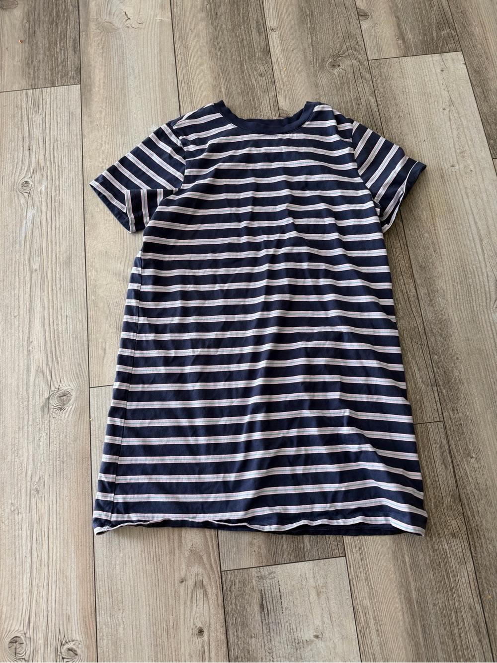 Old Navy Navy and White Striped T-Shirt Dress